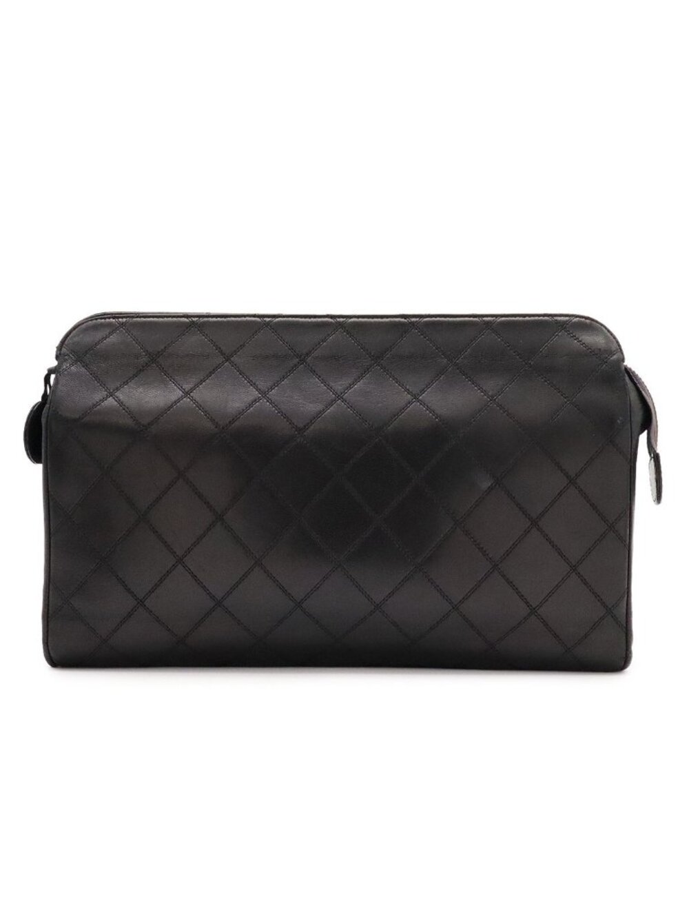 Chanel Bicolor Quilted Clutch Lambskin Leather Black Gold